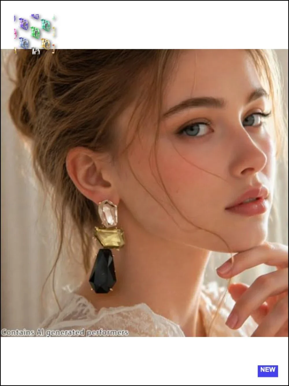 Vintage Rhinestone Large Drop Dangle Geometric Statement Earrings Prom Party